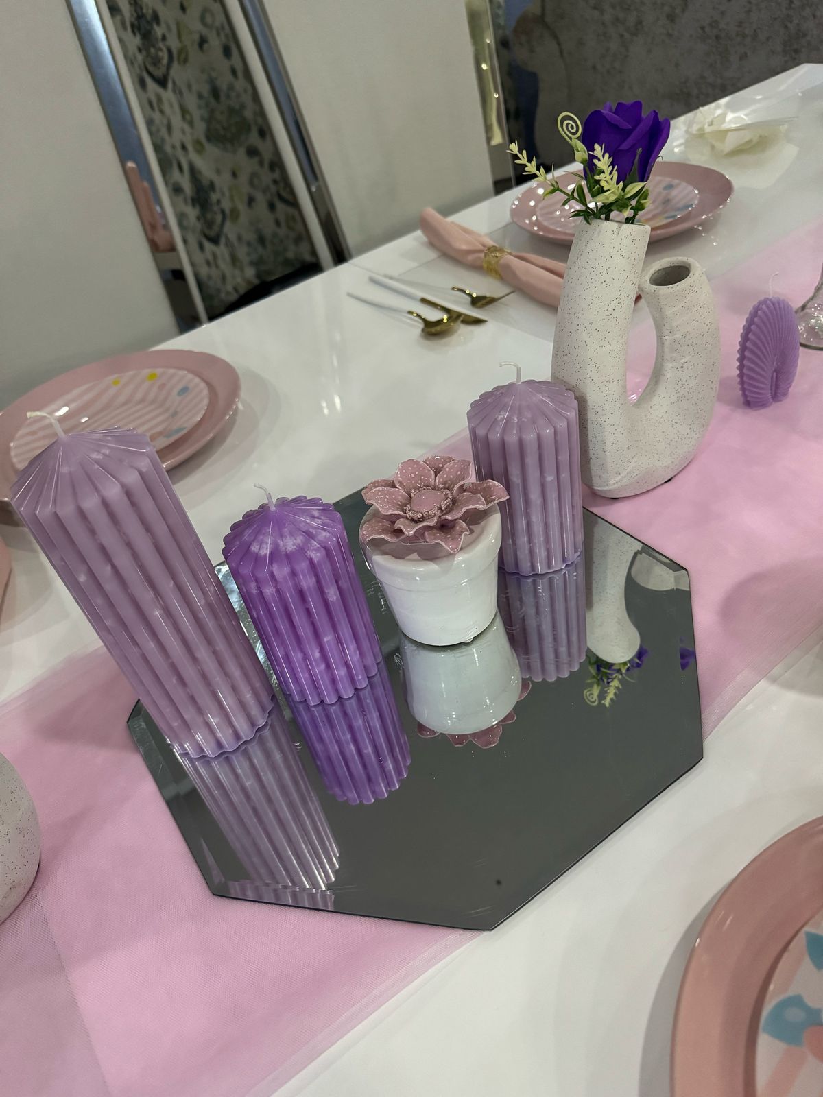 Fluted Pillar Candle - 26 cm